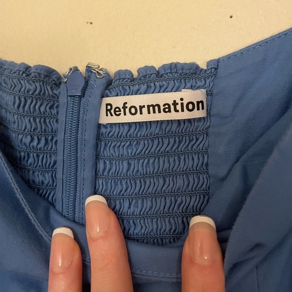 Reformation Blue Michaela Puff Sleeve Mini Dress - Picture 7 of 9